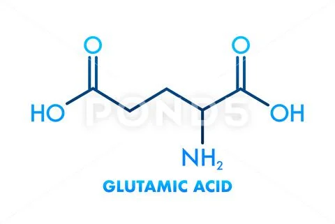 Chemical structure of Glutamic acid formula. Icon on black backdrop ...