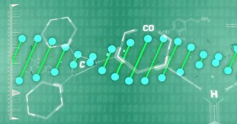 Chemical structure image over binary coding background Stock Illustration