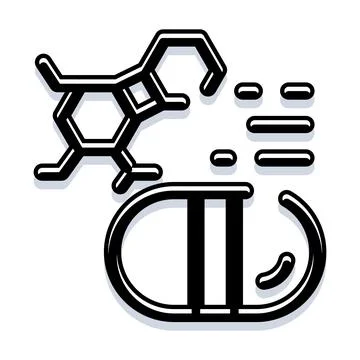 Chemical structure molecule and pharmaceutical medicine capsule Stock Illustration