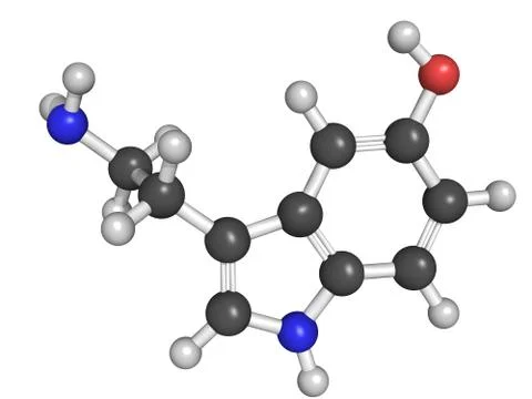 Chemical structure of serotonin Stock Illustration