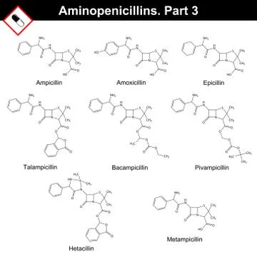 Chemical structures of aminopenicillins Stock-Illustration