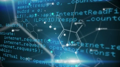 Chemical structures with codes and double helix DNA Stock Footage 108863020