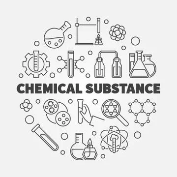 Chemical Substance vector concept round outline illustration Stock Illustration