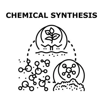 Chemical synthesis process creating new organic compounds Stock Illustration