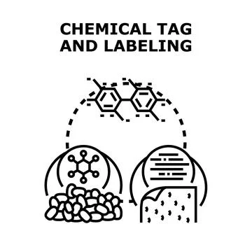 Chemical tagging labeling process for product security Stock Illustration