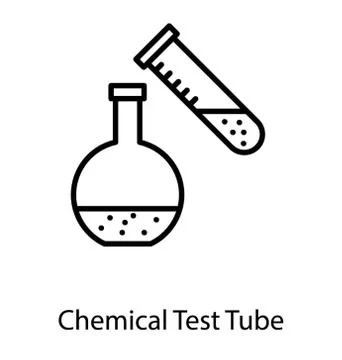 Chemical testing line icon, lab practical Stock Illustration