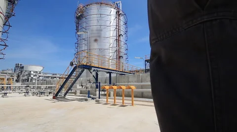 Chemical thank with operator working Stock Footage 41892290