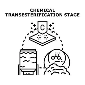 Chemical transesterification process stage vector concept Stock Illustration