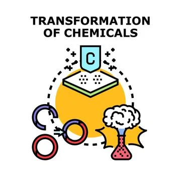 Chemical transformation process creating new substances vector illustration Illustrazione stock