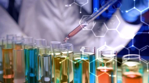 Chemical Tubes In The Lab  Stock Footage 163047860