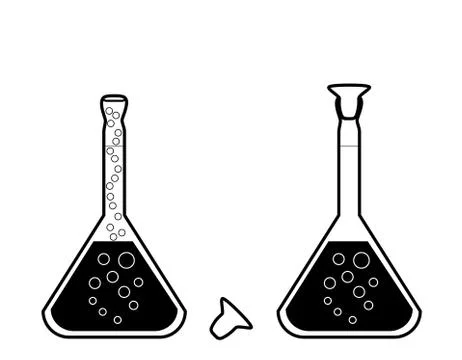 Chemical volumetric flask with solution Stock-Illustration