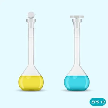 Chemical volumetric flasks with colored solution Stock Illustration