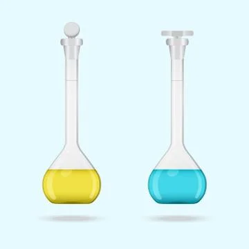 Chemical volumetric flasks with colored solution Stock Illustration