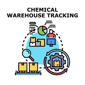Chemical warehouse tracking process management concept 库存插图
