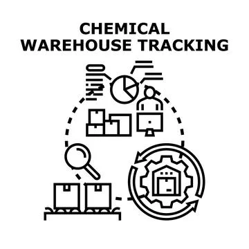 Chemical warehouse tracking process management concept 库存插图