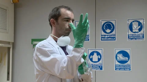 Chemical worker with gloves Video stock 33767788