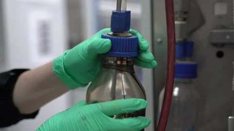 Chemicals That Are Currently Being Processed Using Specialized Laboratory Video stock 300489827