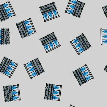 Chemicals being sprayed crops vector seamless pattern Stock Illustration