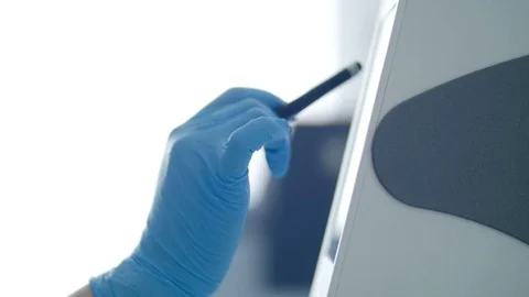 A chemist at the computer with a white background Stock Footage 71111318