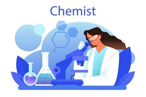 Chemist concept. Chemistry scientist doing an experiment in the laboratory. Stock Illustration