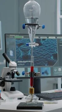 Chemist doctor using animation computer in laboratory Foto stock