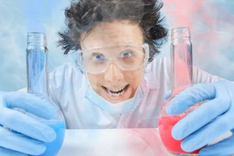 Chemist with flask Stock Photos