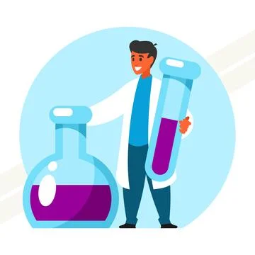 Chemist-with-flasks Stock Illustration