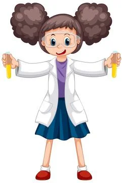 A chemist holding beaker and test tube on white background Stock Illustration