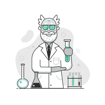 Chemist Lab Concept with Old Scientist Professor Stock Illustration