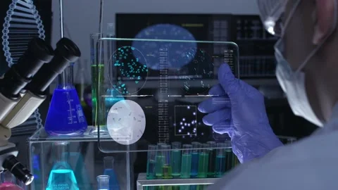 Chemist Looking Chemical Data 스톡 동영상 200739320