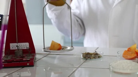 Chemist, put the ingredients in balance Stock Footage 71933616