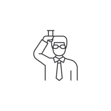 Chemist scientist vector line icon, sign, illustration on background, editable Illustrazione stock