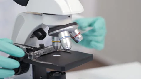 Chemist tester work in laboratory, checking analysis of blood Stock Footage 133095182