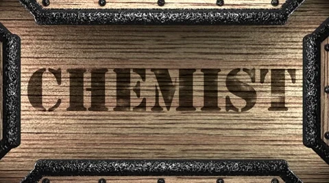 Chemist on wooden stamp Stockbeeldmateriaal 8647529