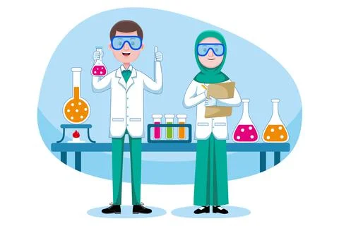 Chemist working in lab Stock Illustration
