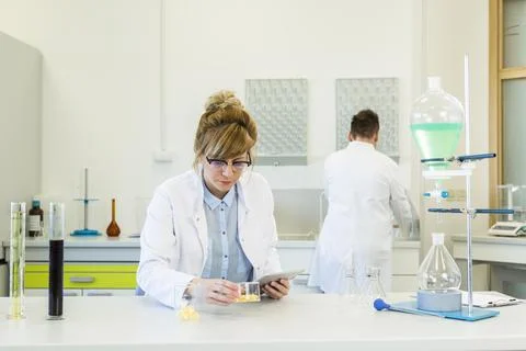 Chemist working with terpene CBD crystals in laboratory Stock Photos
