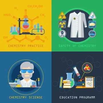 Chemistry 2x2 Design Concept Set 스톡 일러스트