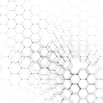 Chemistry 3D pattern, hexagonal molecule structure on white, scientific medical Illustrazione stock