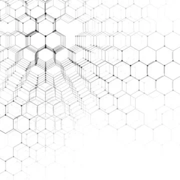 Chemistry 3D pattern, hexagonal molecule structure on white, scientific medical Stock Illustration