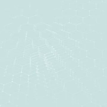 Chemistry 3D pattern, hexagonal molecule structure on blue, scientific medical Stockillustratie