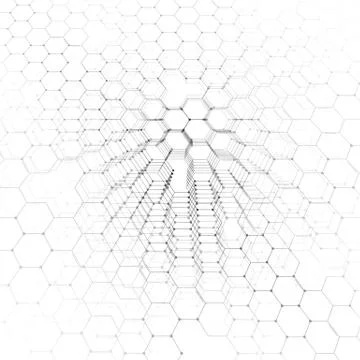 Chemistry 3D pattern, hexagonal molecule structure on white, scientific medical Stock Illustration