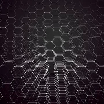 Chemistry 3D pattern, hexagonal molecule structure on white, scientific med.. Stock Illustration