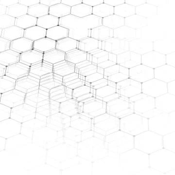 Chemistry 3D pattern, hexagonal molecule structure on white, scientific med.. Stock Illustration