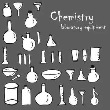 Chemistry and science elements doodles icons set Stock Illustration