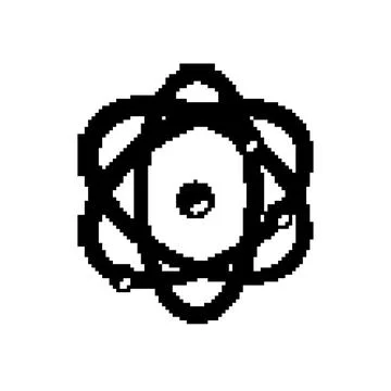 Chemistry atom orbit pixel art vector illustration Stock Illustration