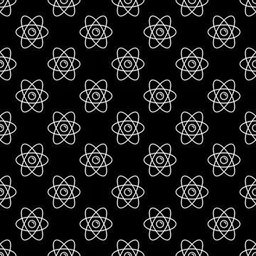 Chemistry Atom vector dark line seamless background - Physics Pattern Stock Illustration