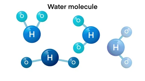 Chemistry atom, a water molecule (H₂O) Stock-Footage 310007537