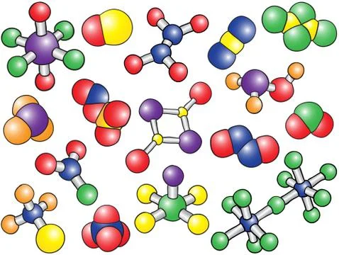 Chemistry background - colored molecule models Stock Illustration