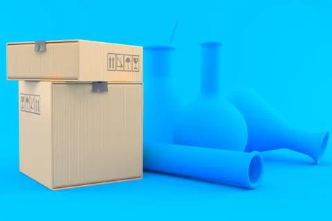 Chemistry background with stack of boxes Stock Illustration