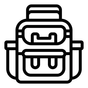 Chemistry backpack icon outline vector. Teacher educator tech Stock Illustration